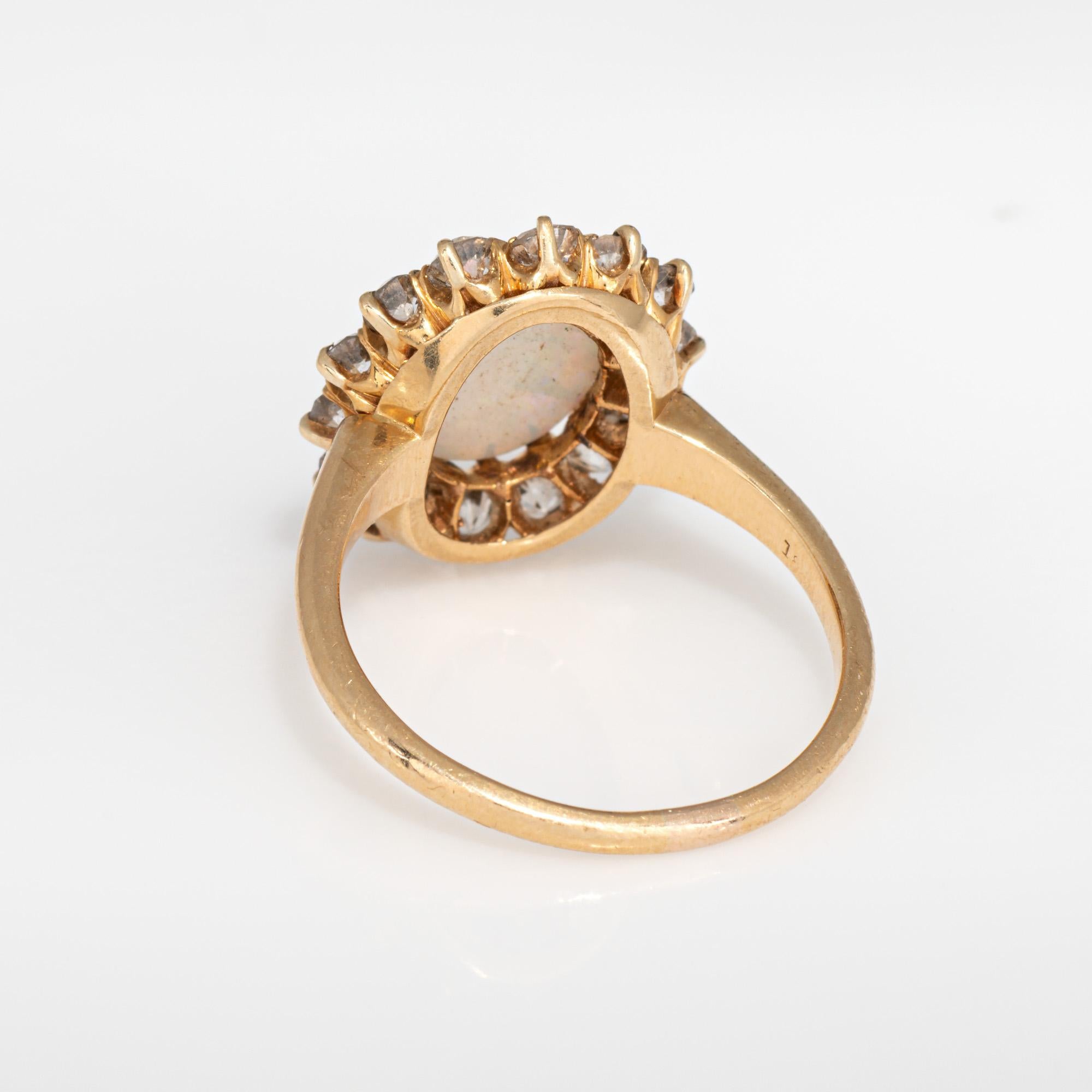 Women's Antique Victorian Opal Diamond Ring 18k Yellow Gold Gemstone Engagement Sz 7 For Sale