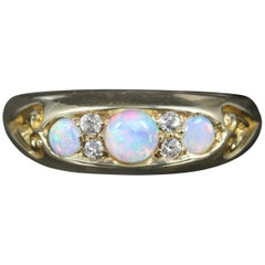 Antique Victorian Opal Diamond Ring Dated 1890