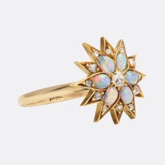 Antique Victorian Opal Diamond Star Ring