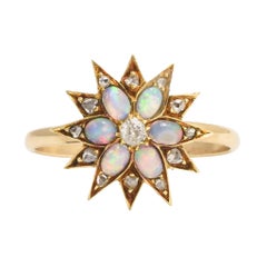 Antique Victorian Opal Diamond Star Ring