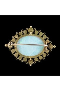 Antique Victorian Opal Garnet Pearl Brooch in 15 Carat Gold with 25 Carat Opal