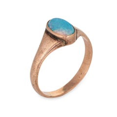 Antique Victorian Opal Ring 9k Rose Gold Oval Vintage Fine Jewelry