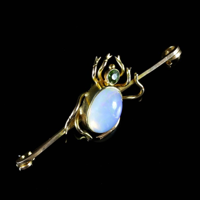 Antique Victorian Opal Spider Brooch 9 Carat Gold, circa 1880 at 1stDibs