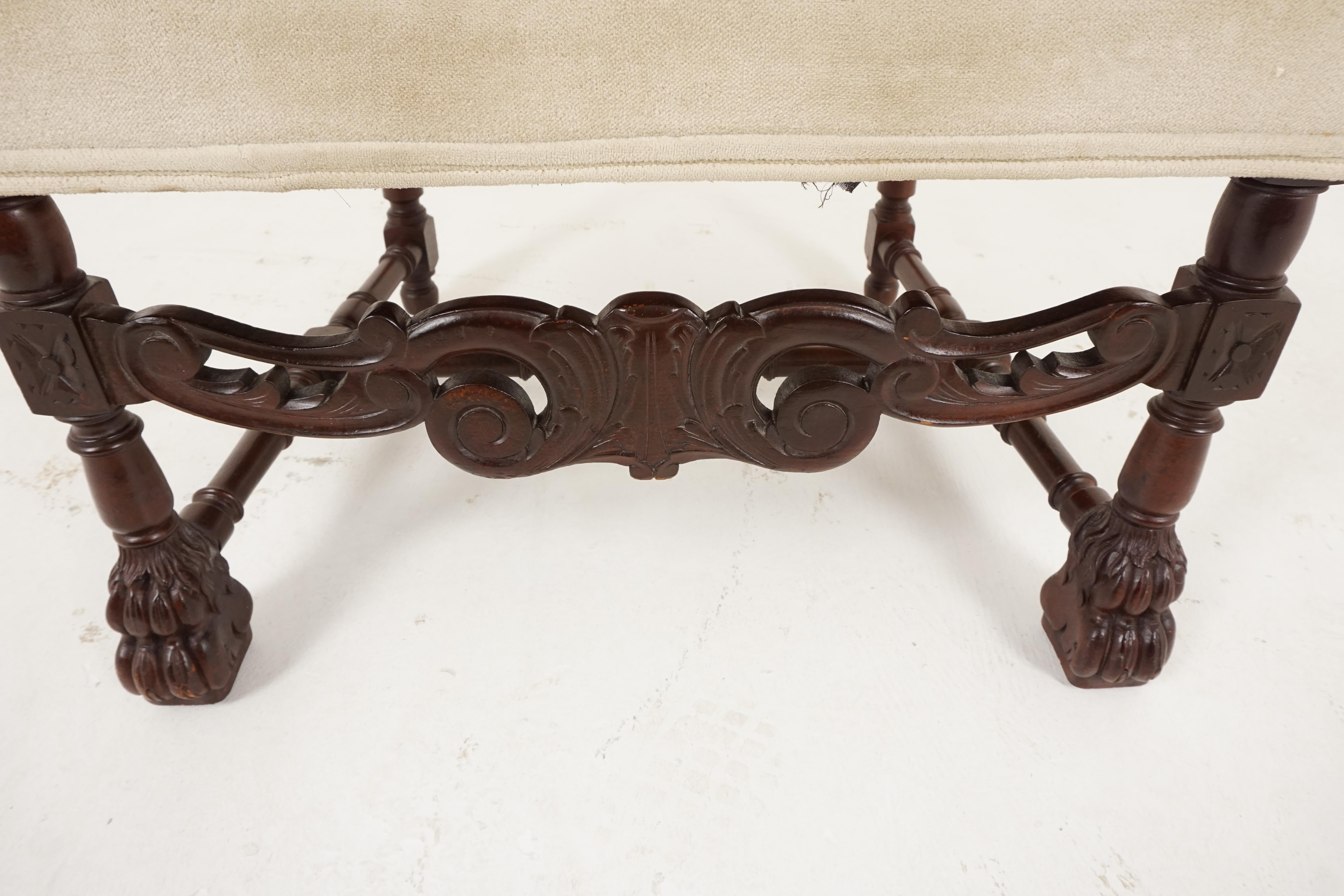 Antique Victorian Open Arm/Throne Chair, Carved Walnut, Scotland 1880, H150 For Sale 1