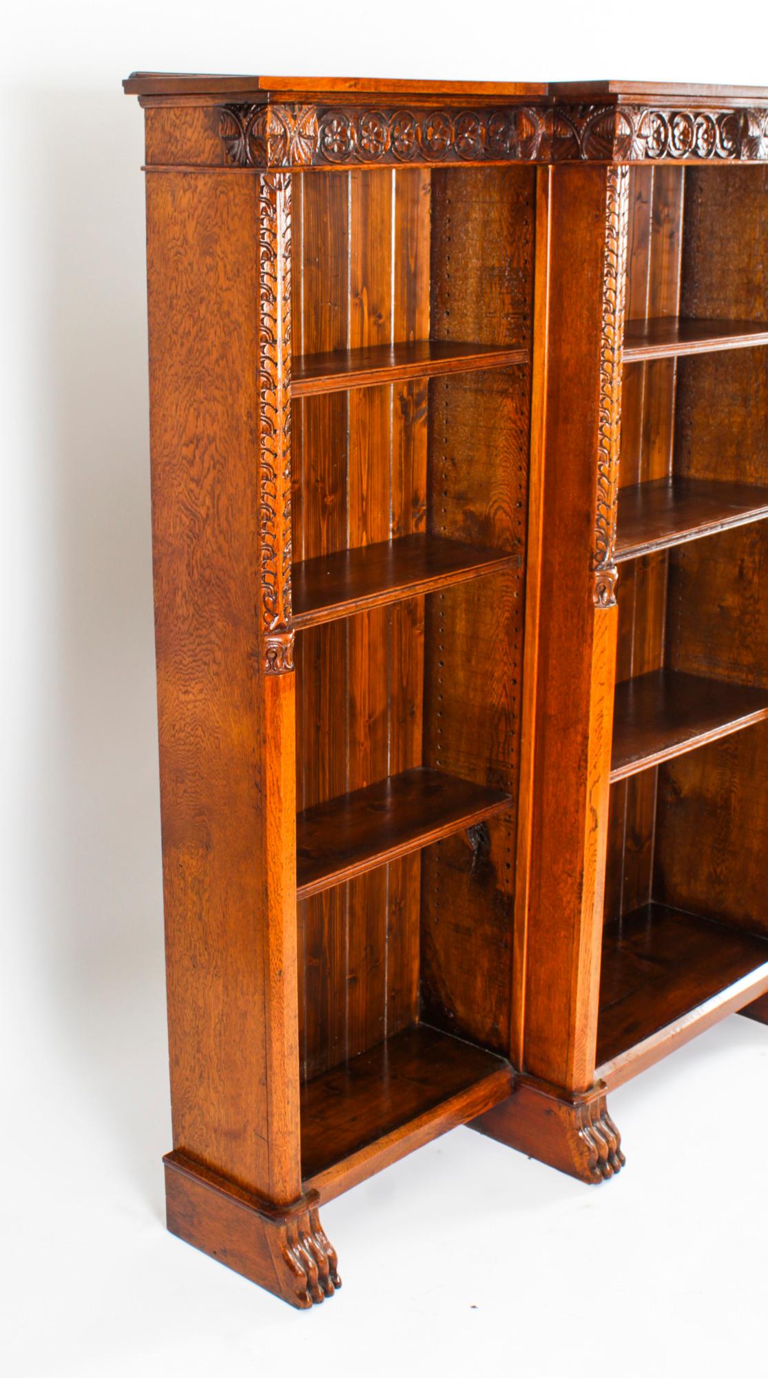 Antique Victorian Open Breakfront Open Bookcase 19th Century For Sale 7