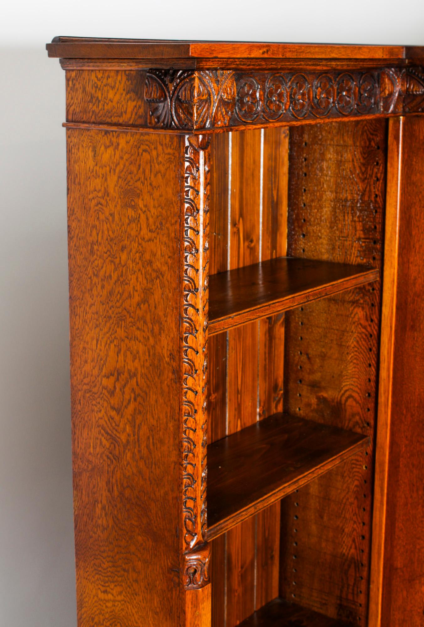 Antique Victorian Open Breakfront Open Bookcase, 19th Century For Sale 8