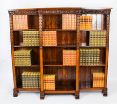 Antique Victorian Open Breakfront Open Bookcase 19th Century