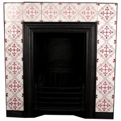 Antique Victorian Original Minton Tiles Fireplace Insert, English, 19th Century