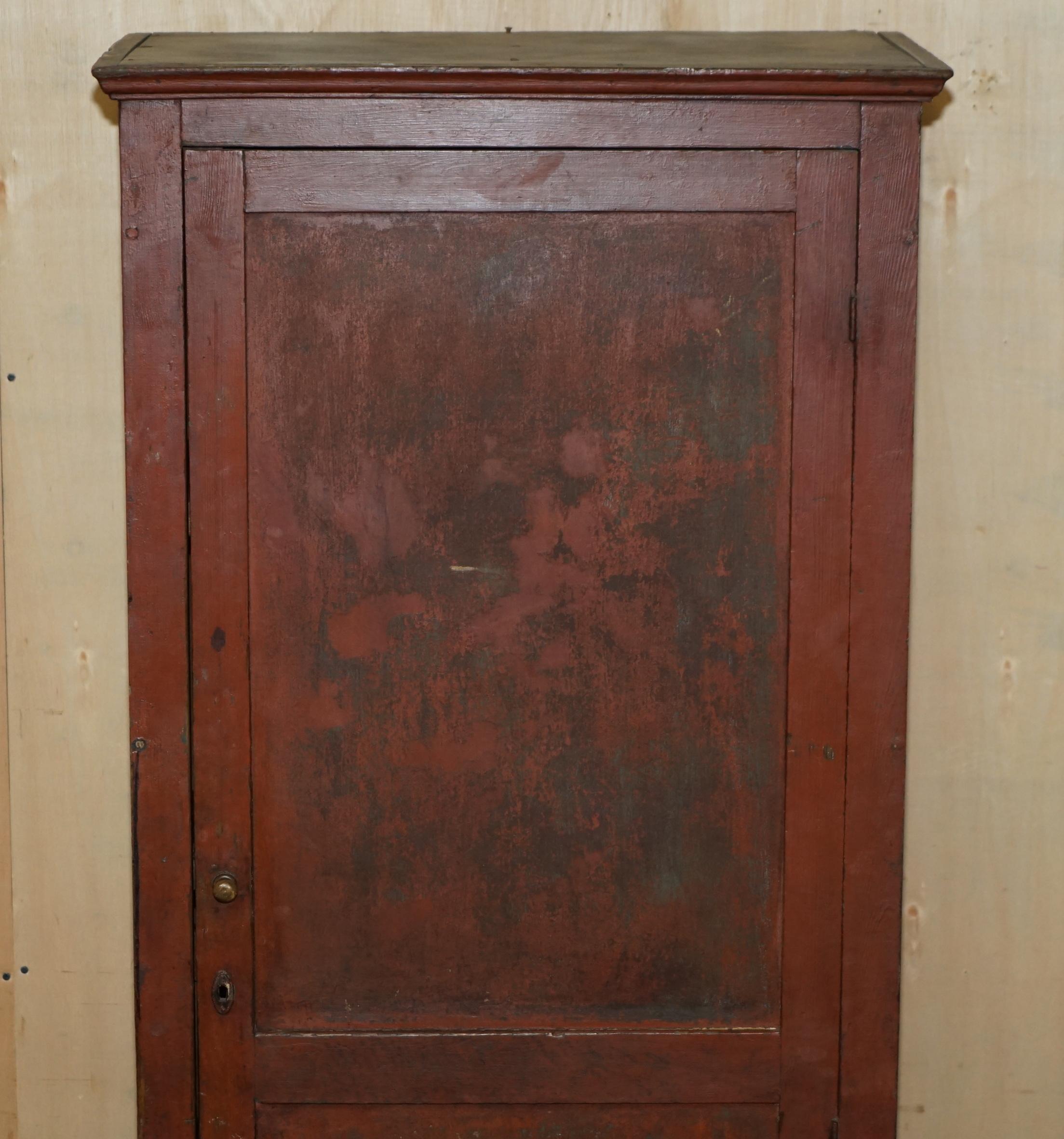 Late Victorian ANTIQUE VICTORIAN ORIGINAL PAINT CIRCA 1880-1900 TOOL SHED CUPBOARD IN PiNE For Sale