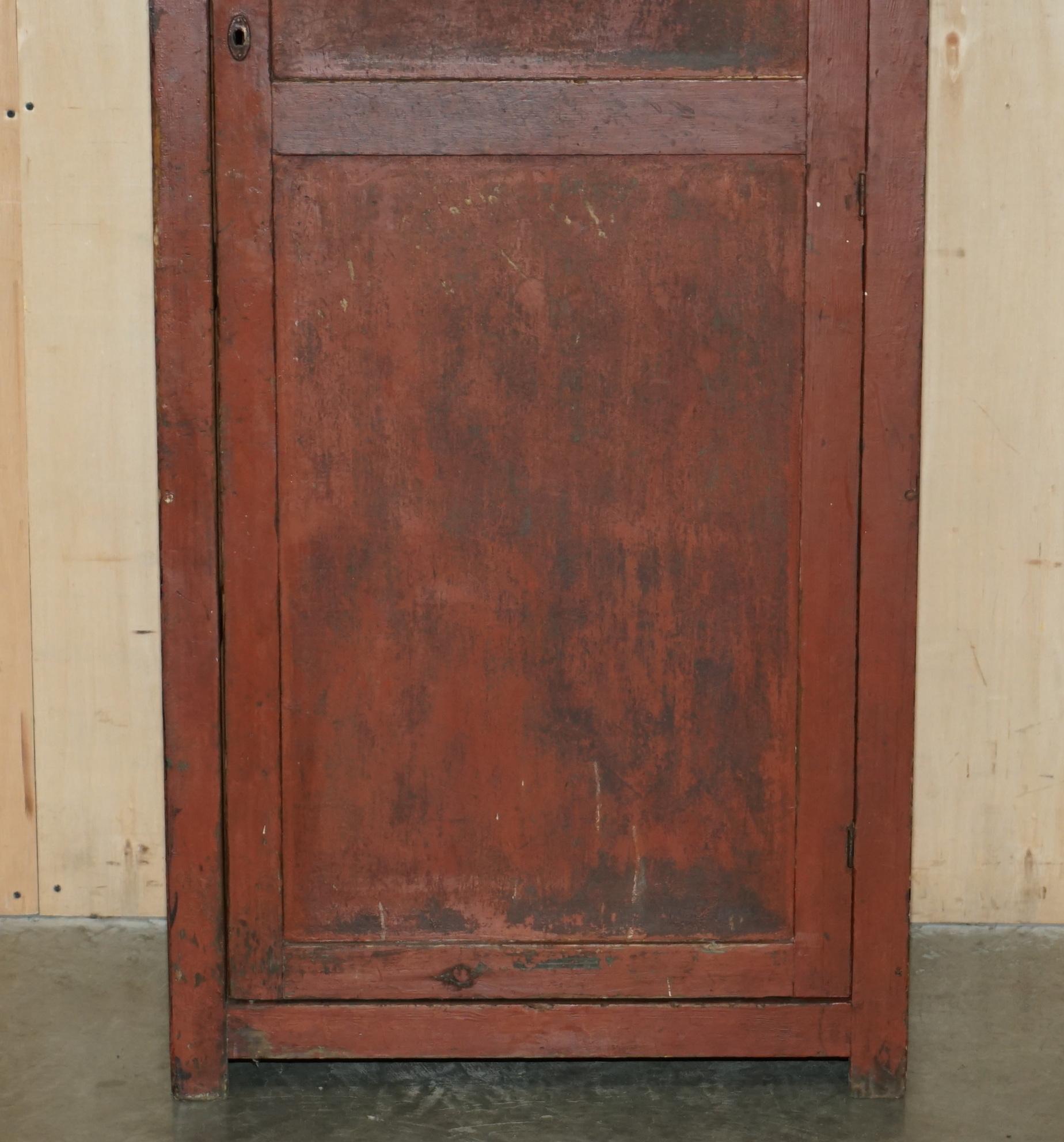 English ANTIQUE VICTORIAN ORIGINAL PAINT CIRCA 1880-1900 TOOL SHED CUPBOARD IN PiNE For Sale