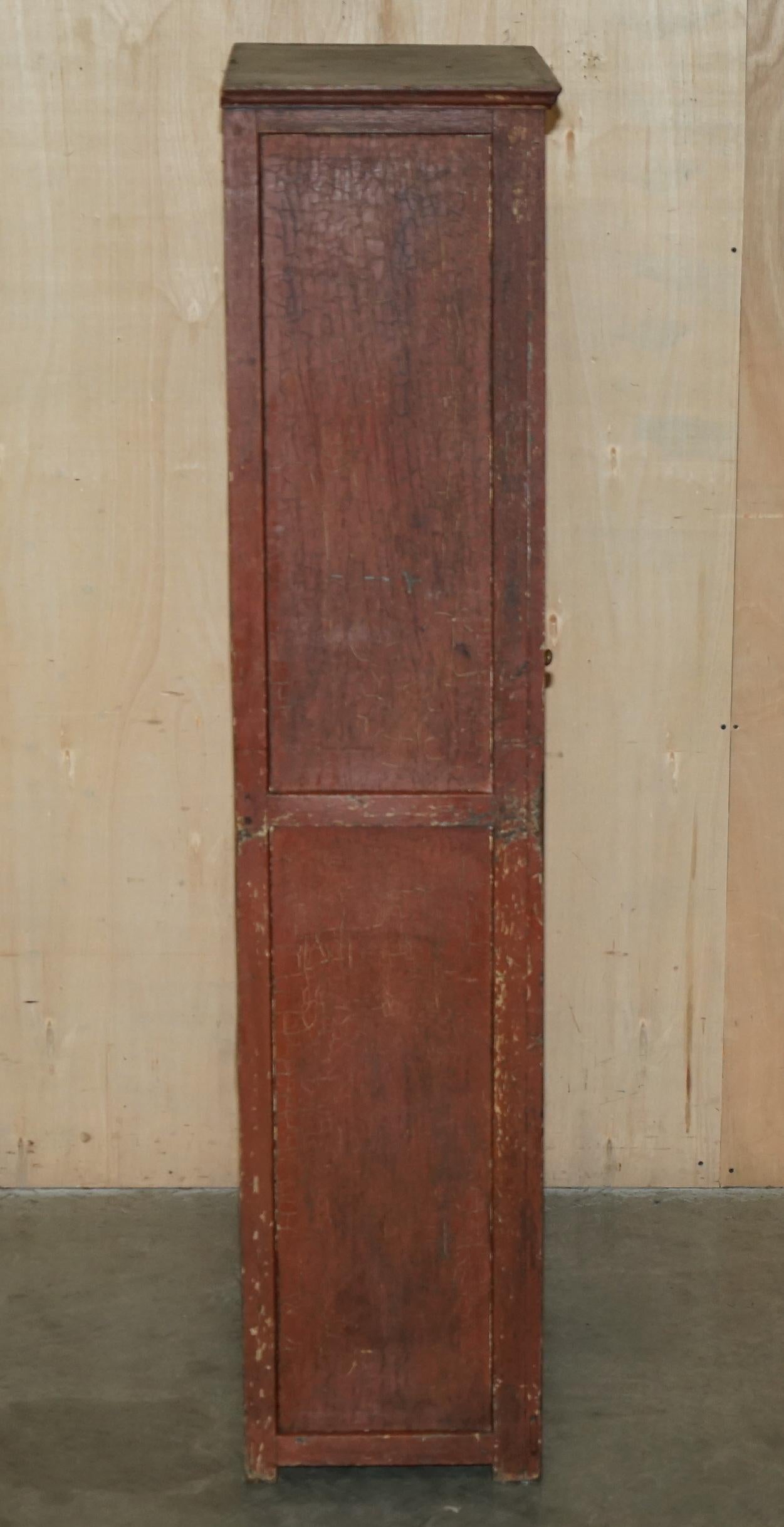 Hand-Painted ANTIQUE VICTORIAN ORIGINAL PAINT CIRCA 1880-1900 TOOL SHED CUPBOARD IN PiNE For Sale