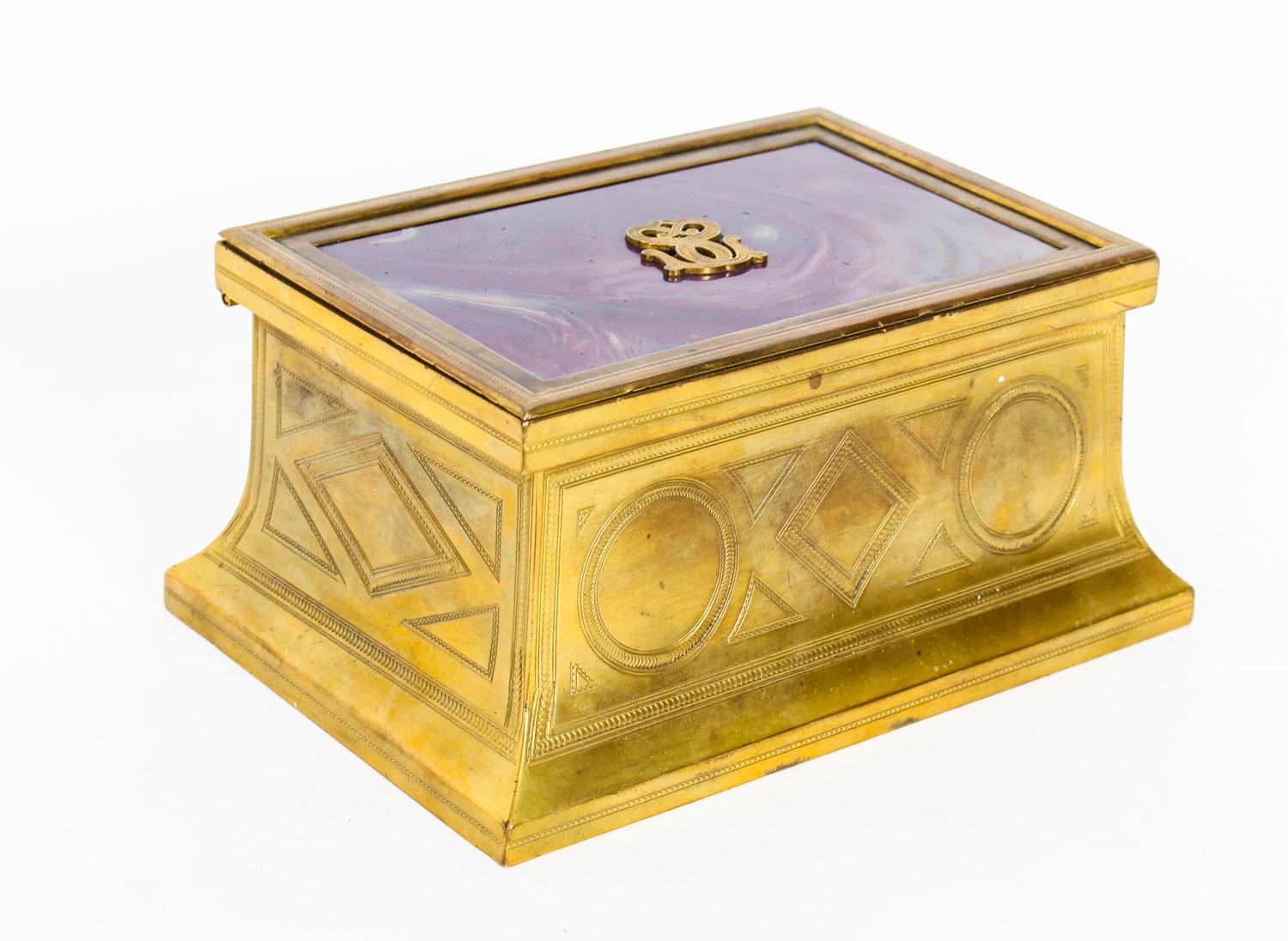 Antique Victorian Ormolu and Glass Jewellery Casket, 19th Century 10