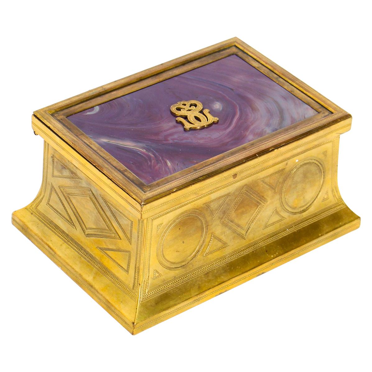 Antique Victorian Ormolu and Glass Jewellery Casket, 19th Century