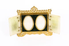 Victorian Ormolu Hardstone Double Portrait Miniature Photo Frame, 19th Century