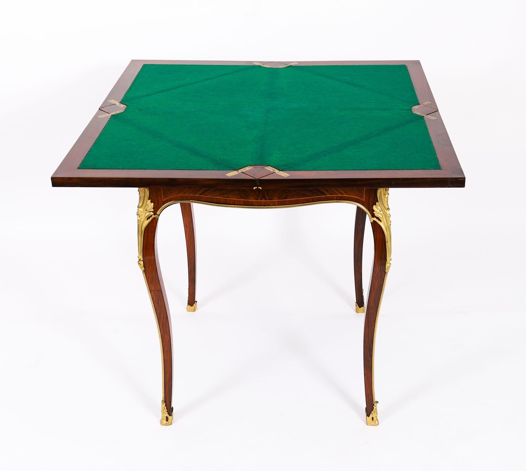 Antique Victorian Ormolu Mounted Marquetry Envelope Card Table 19th Century en vente 6