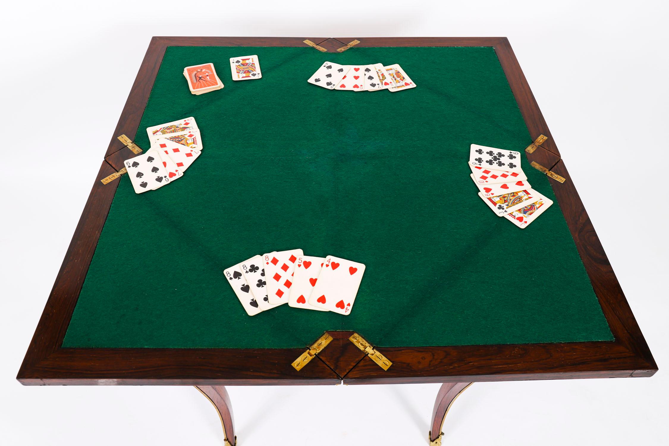 Antique Victorian Ormolu Mounted Marquetry Envelope Card Table 19th Century en vente 8