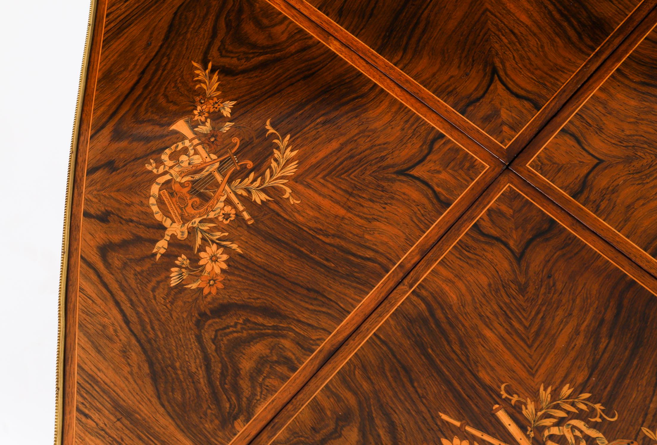 Antique Victorian Ormolu Mounted Marquetry Envelope Card Table 19th Century en vente 13