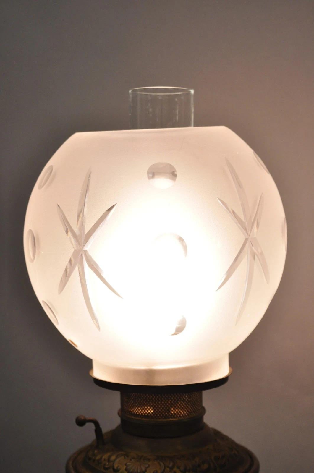 Antique Victorian Ornate Brass Converted Oil Lamp Piano Parlor Table Floor Lamp For Sale 11