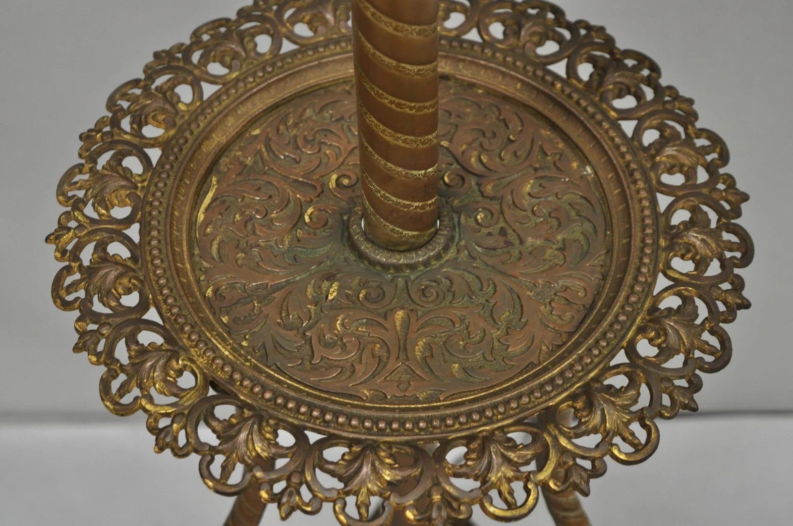 Antique Victorian Ornate Brass Converted Oil Lamp Piano Parlor Table Floor Lamp For Sale 3