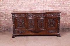 Antique Victorian Ornate Carved Oak Sideboard by Henry Fuldner & Sons