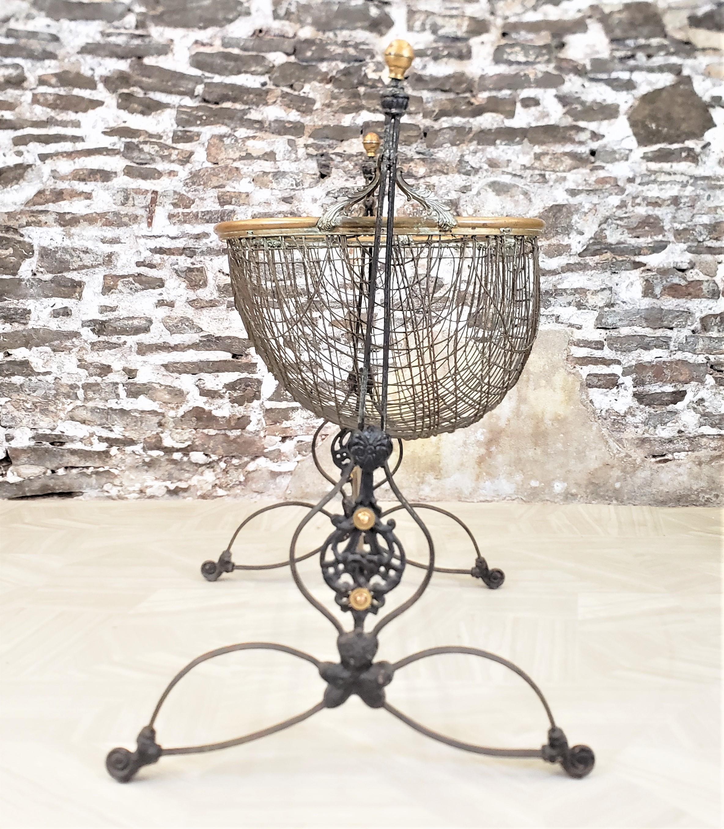 19th Century Antique Victorian Ornate Cast Iron & Brass Swinging Baby Cradle or Plant Stand For Sale