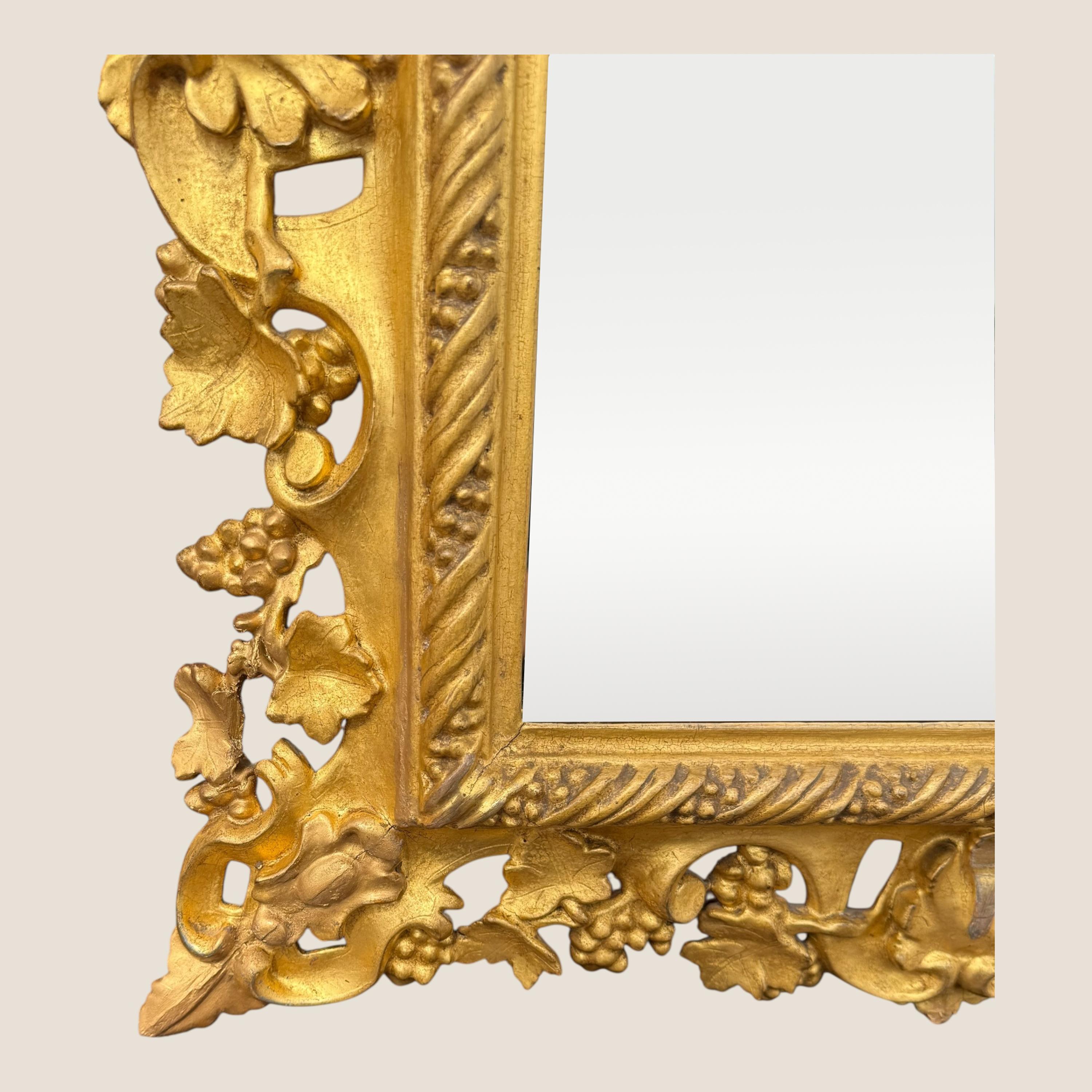Antike viktorianische Ornate & Floral geschnitzt kleine Giltwood rechteckigen Wandspiegel im Angebot 3