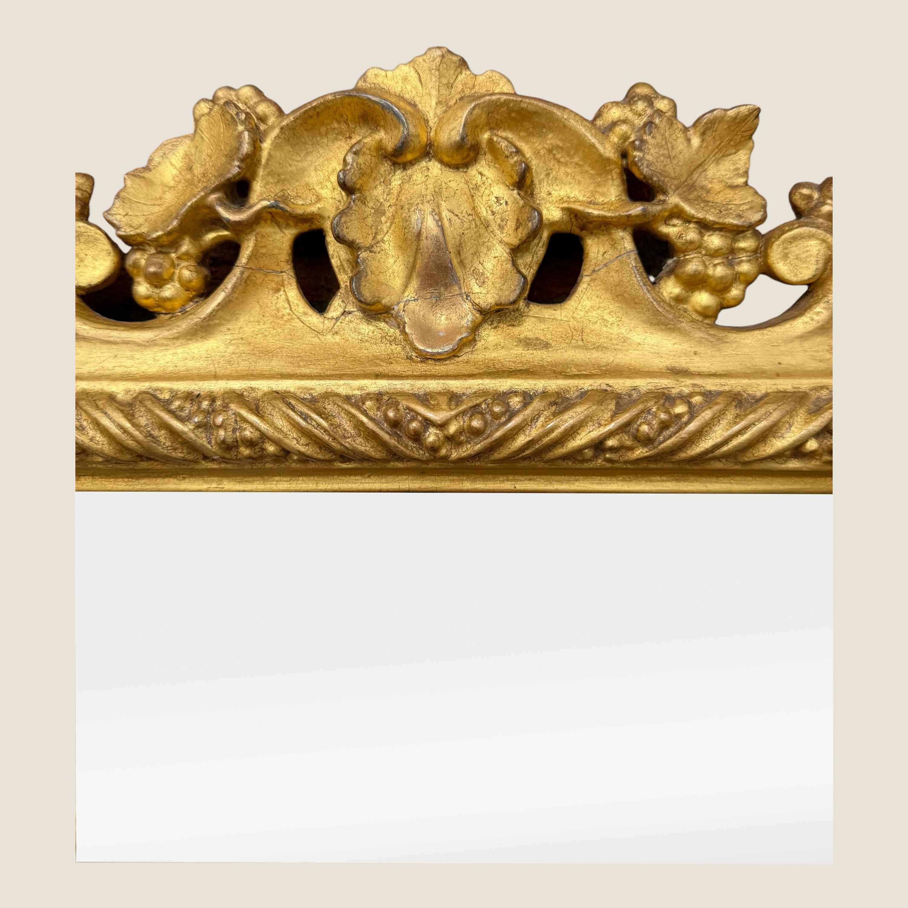 Antike viktorianische Ornate & Floral geschnitzt kleine Giltwood rechteckigen Wandspiegel im Angebot 5