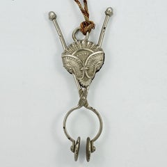 Antique Victorian Ornate Silver Tone Skirt Lifter with Cord andTassels