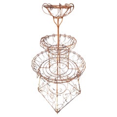 Antique Victorian Ornate Wrought Iron 3-tier Garden Plant Stand French 1930s