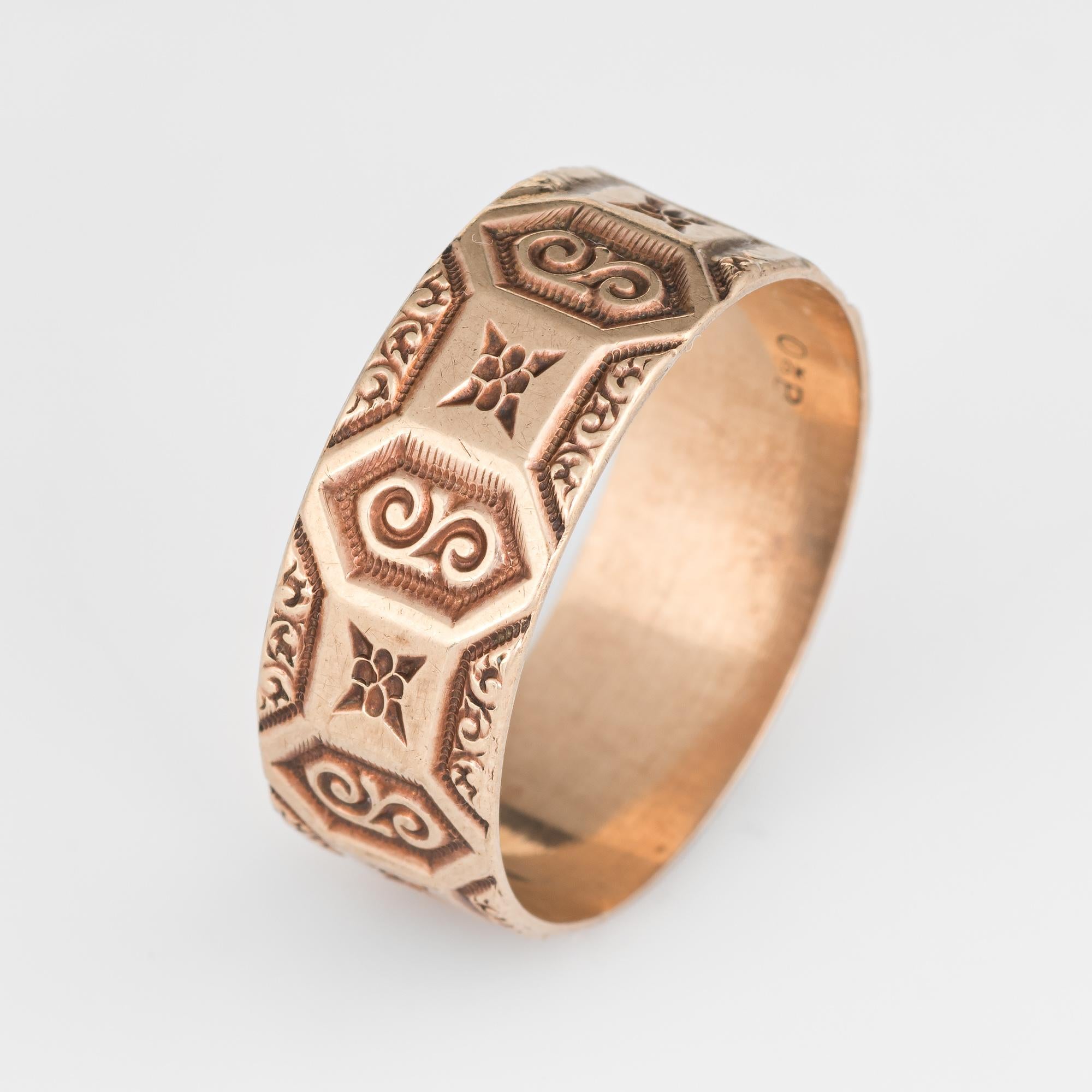 Finely detailed Victorian ring (circa 1880s to 1900s), crafted in 10 karat rose gold.

The ring is made by Ostby & Barton, one of the most well known jewelry manufacturers of the period. The firm was founded in 1879 and ceased production around the