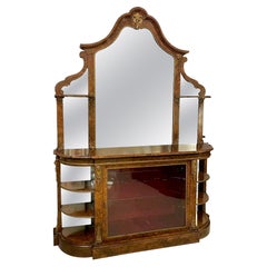 Antique Victorian Outstanding Quality Burr Walnut Ormolu Mounted Mirror Back Cre