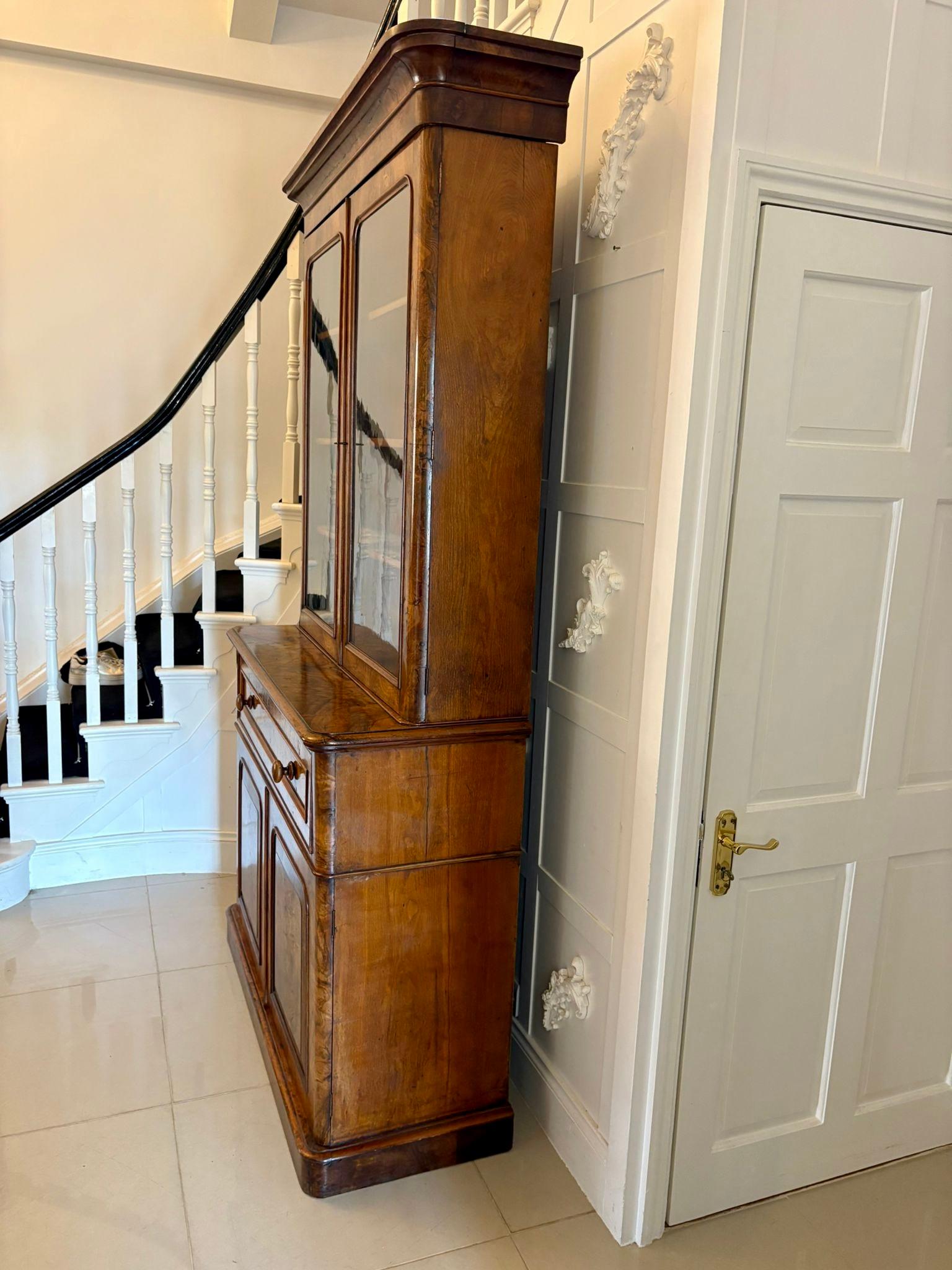 Antique Victorian Outstanding Quality Burr Walnut Secretaire Bookcase For Sale 5