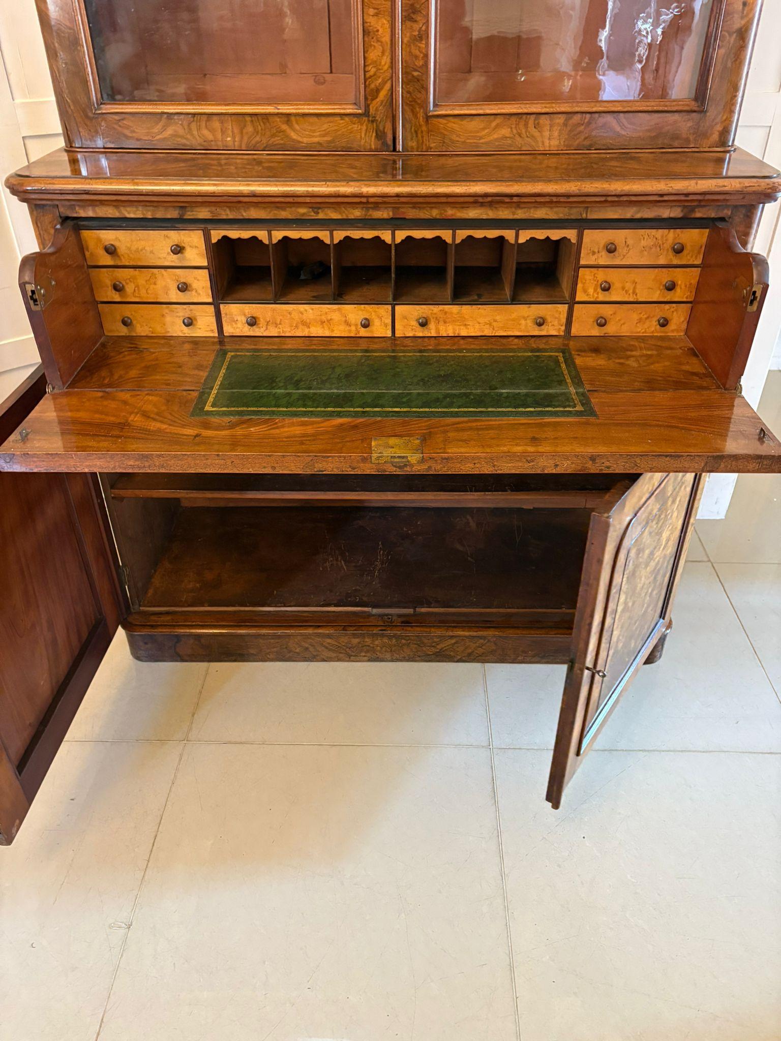 Antique Victorian Outstanding Quality Burr Walnut Secretaire Bookcase For Sale 6