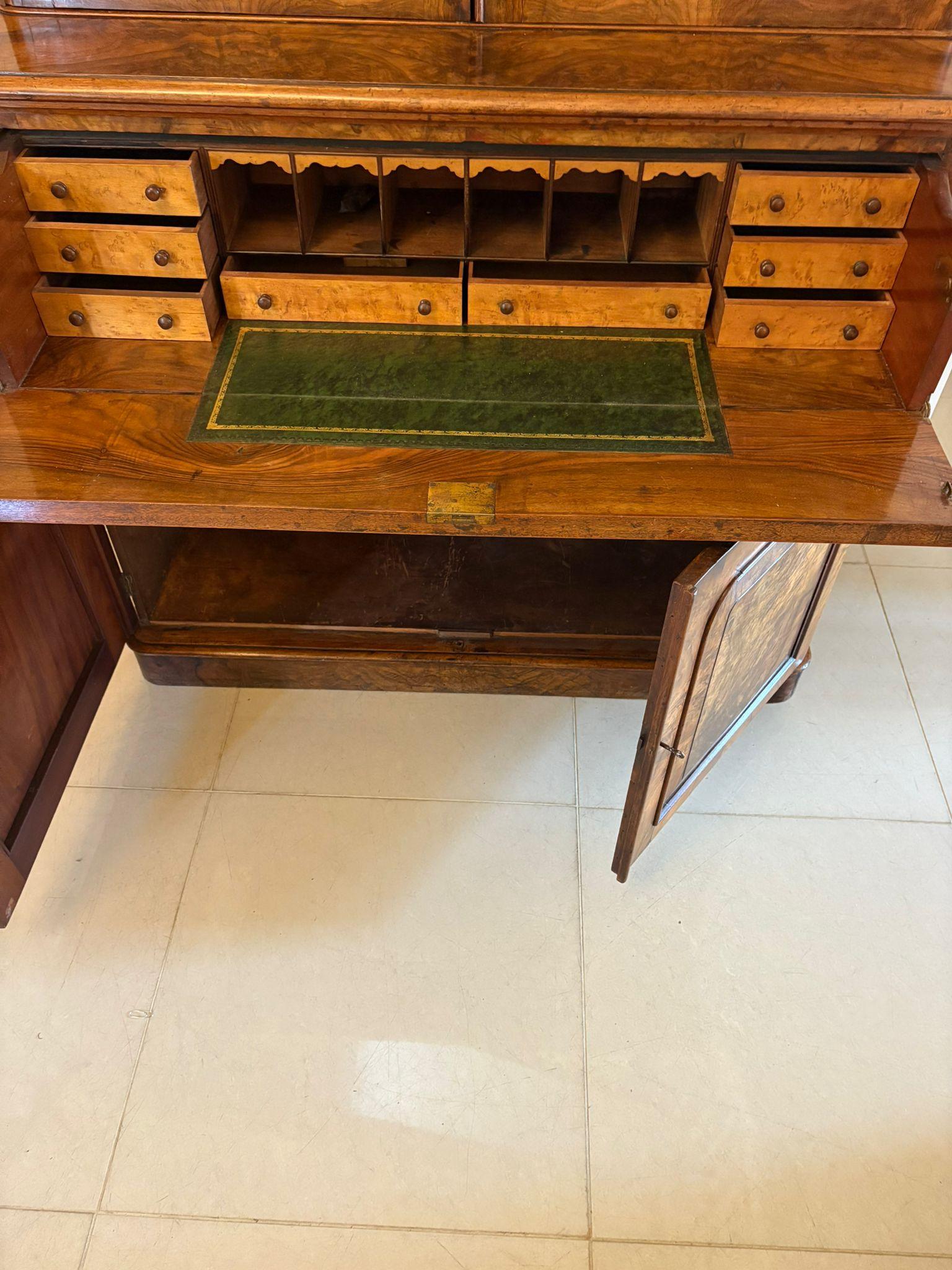 19th Century Antique Victorian Outstanding Quality Burr Walnut Secretaire Bookcase For Sale