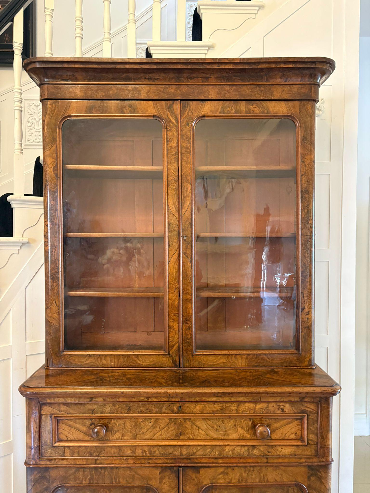 Antique Victorian Outstanding Quality Burr Walnut Secretaire Bookcase For Sale 1
