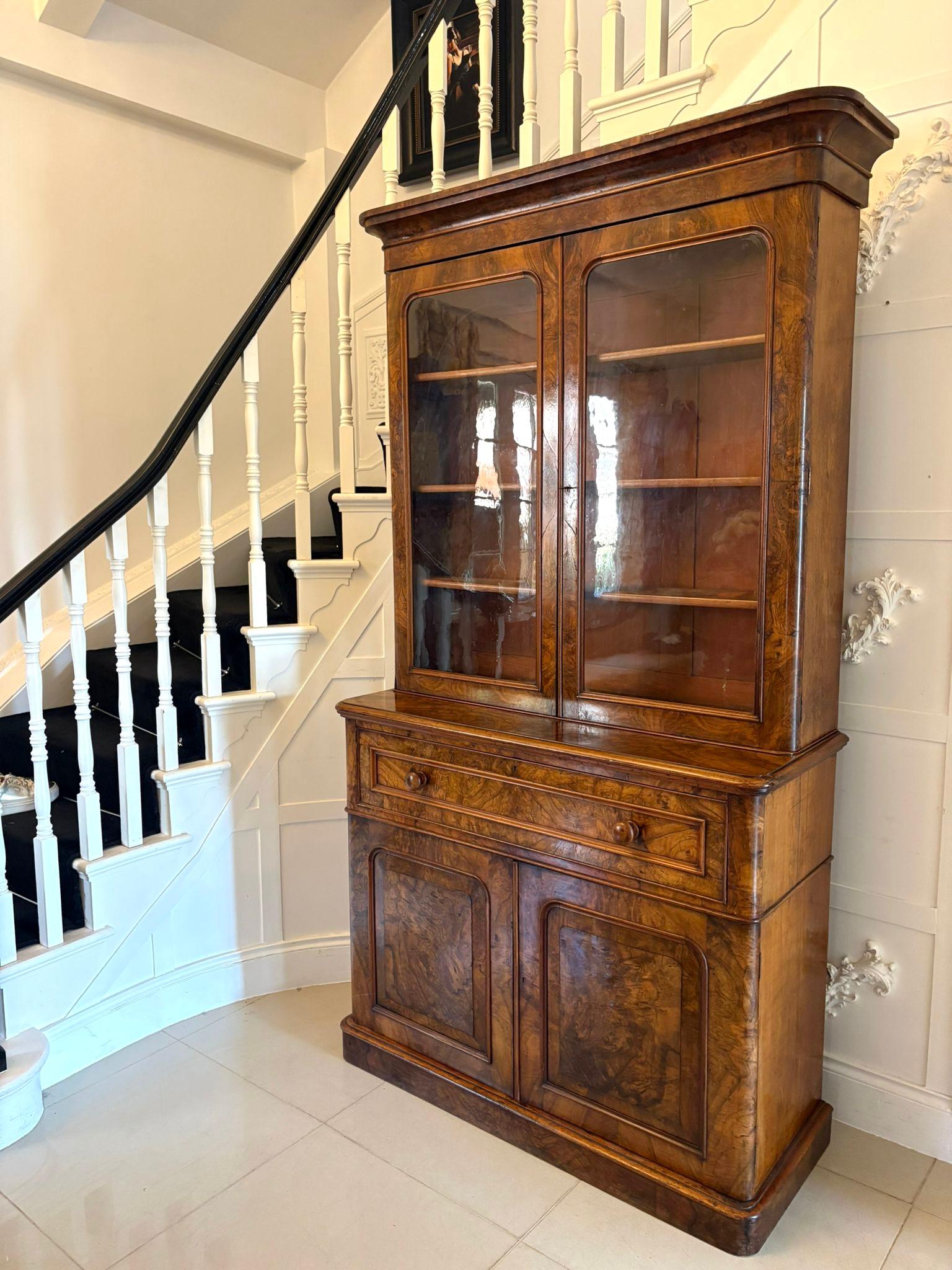 Antique Victorian Outstanding Quality Burr Walnut Secretaire Bookcase For Sale 2