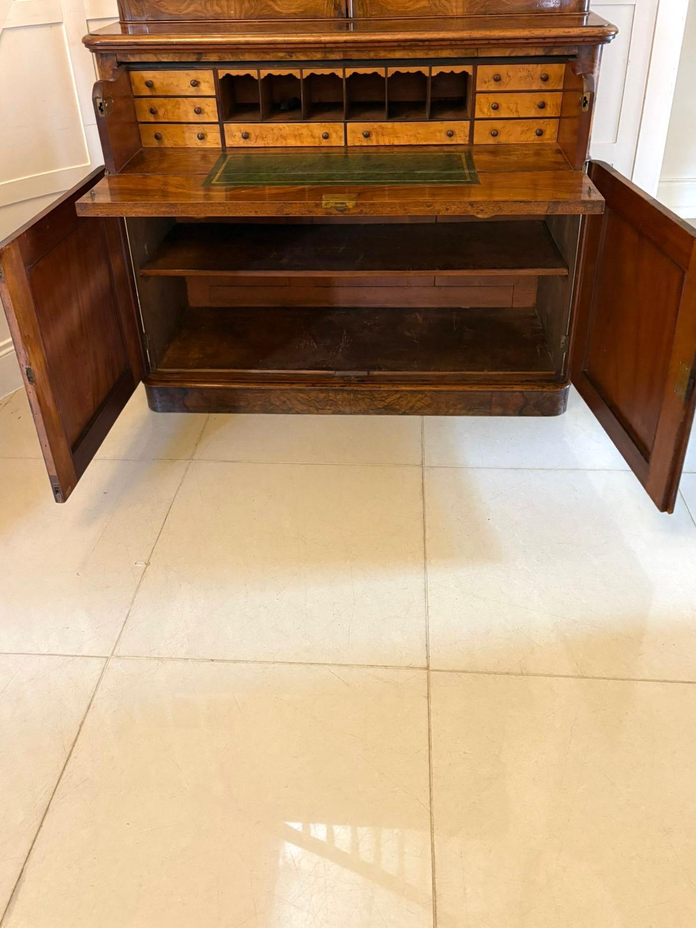 Antique Victorian Outstanding Quality Burr Walnut Secretaire Bookcase For Sale 3
