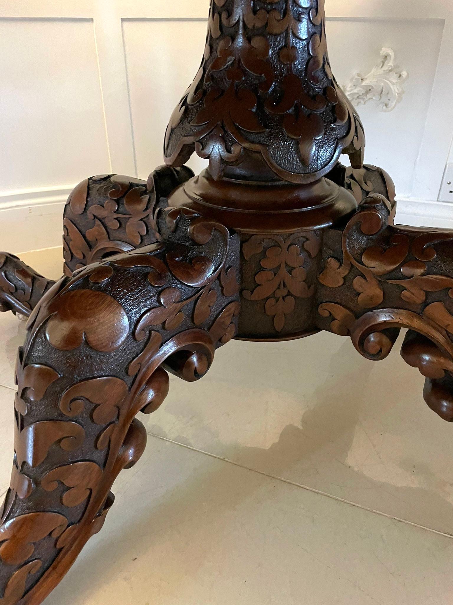 Antique Victorian Outstanding Quality Carved Burr Walnut Centre/Dining Table  For Sale 9