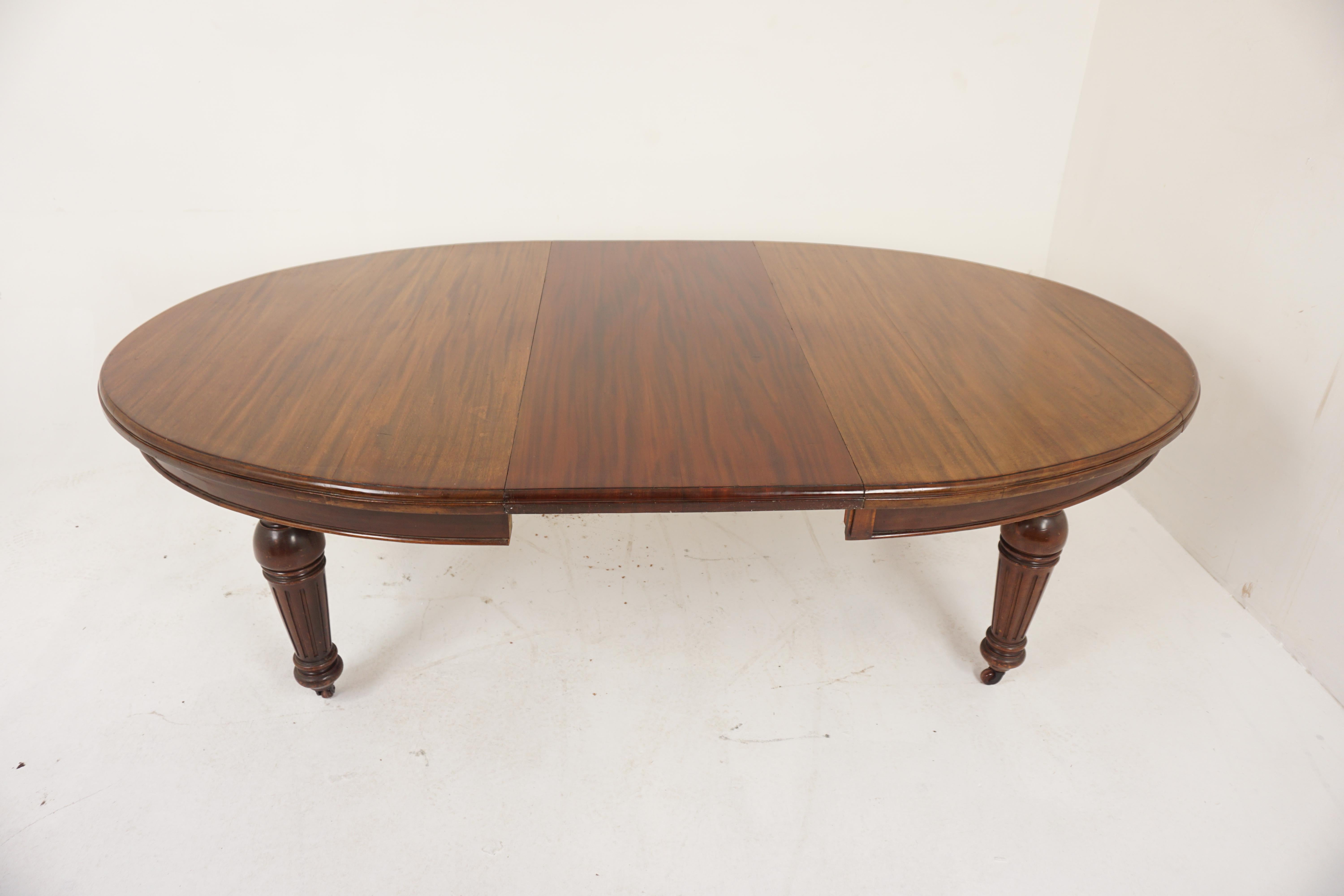 Antique Victorian Oval Mahogany Extending Dining Table With Leaf, Scotland 1860, H045

Scotland 11860
Solid mahogany
Original finish
Oval top with a nicely shaped edge and a corresponding skirt underneath
The legs are a classic turned shape with