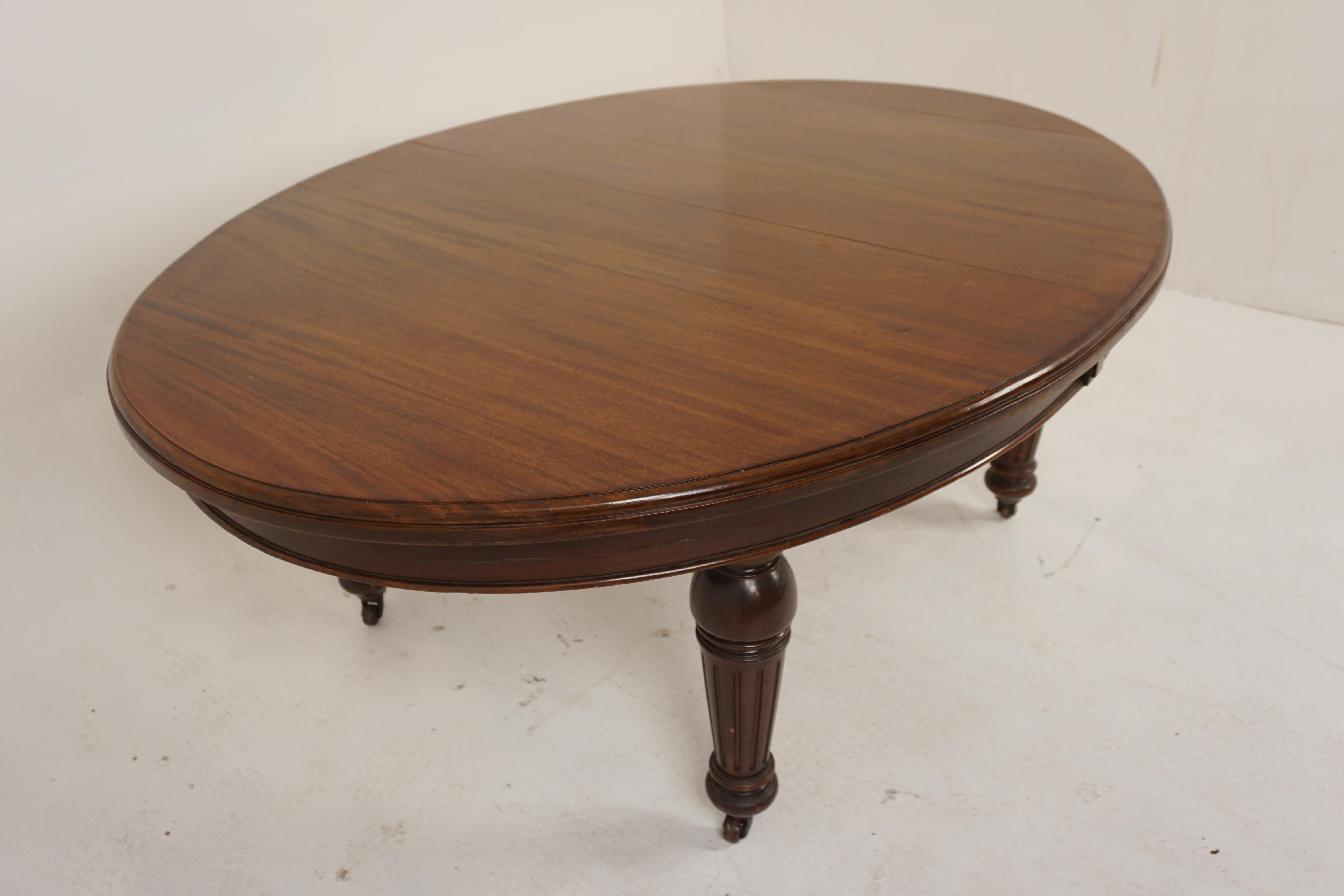 Scottish Antique Victorian Oval Mahogany Extending Dining Table, Scotland 1860, H045 For Sale