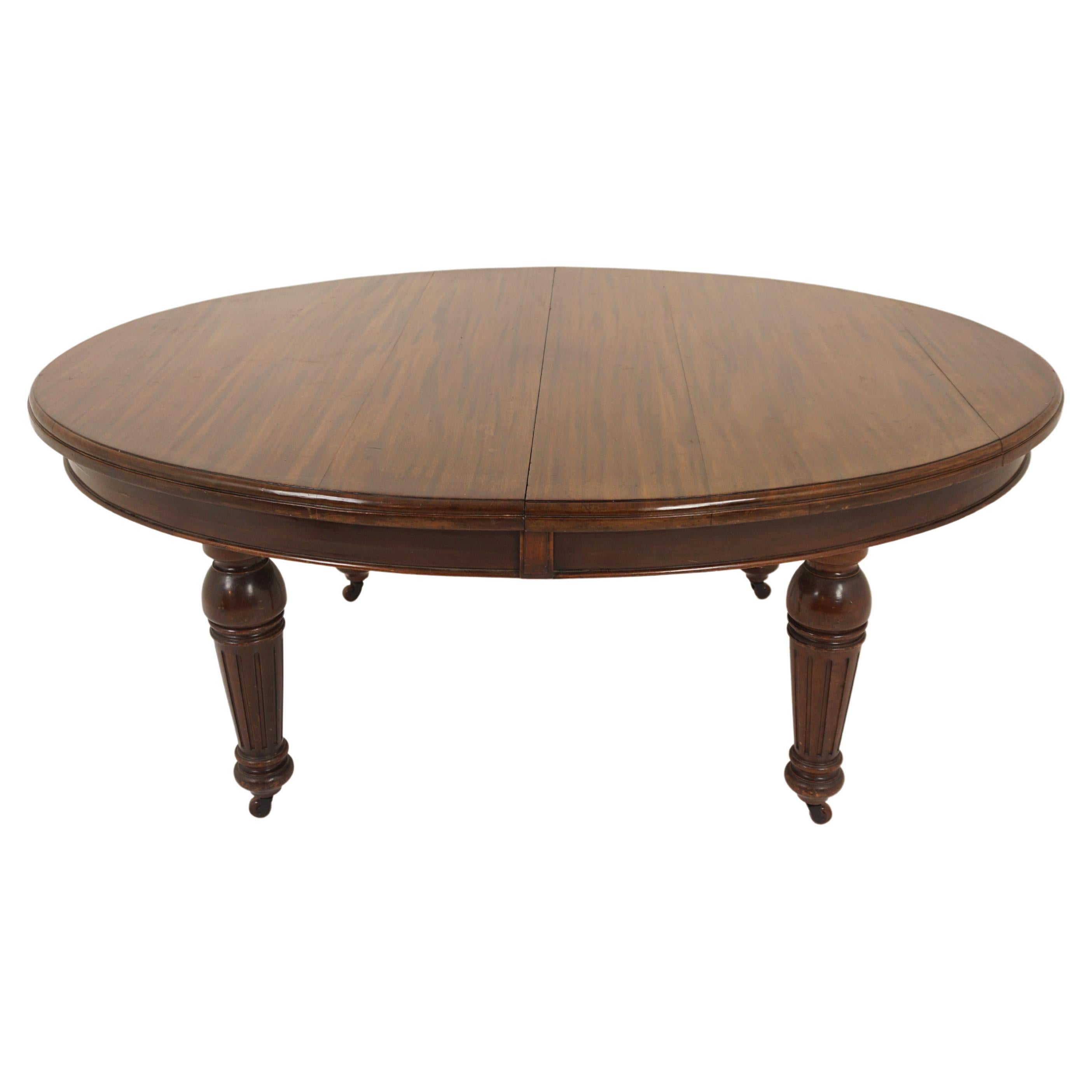 Antique Victorian Oval Mahogany Extending Dining Table, Scotland 1860, H045 For Sale