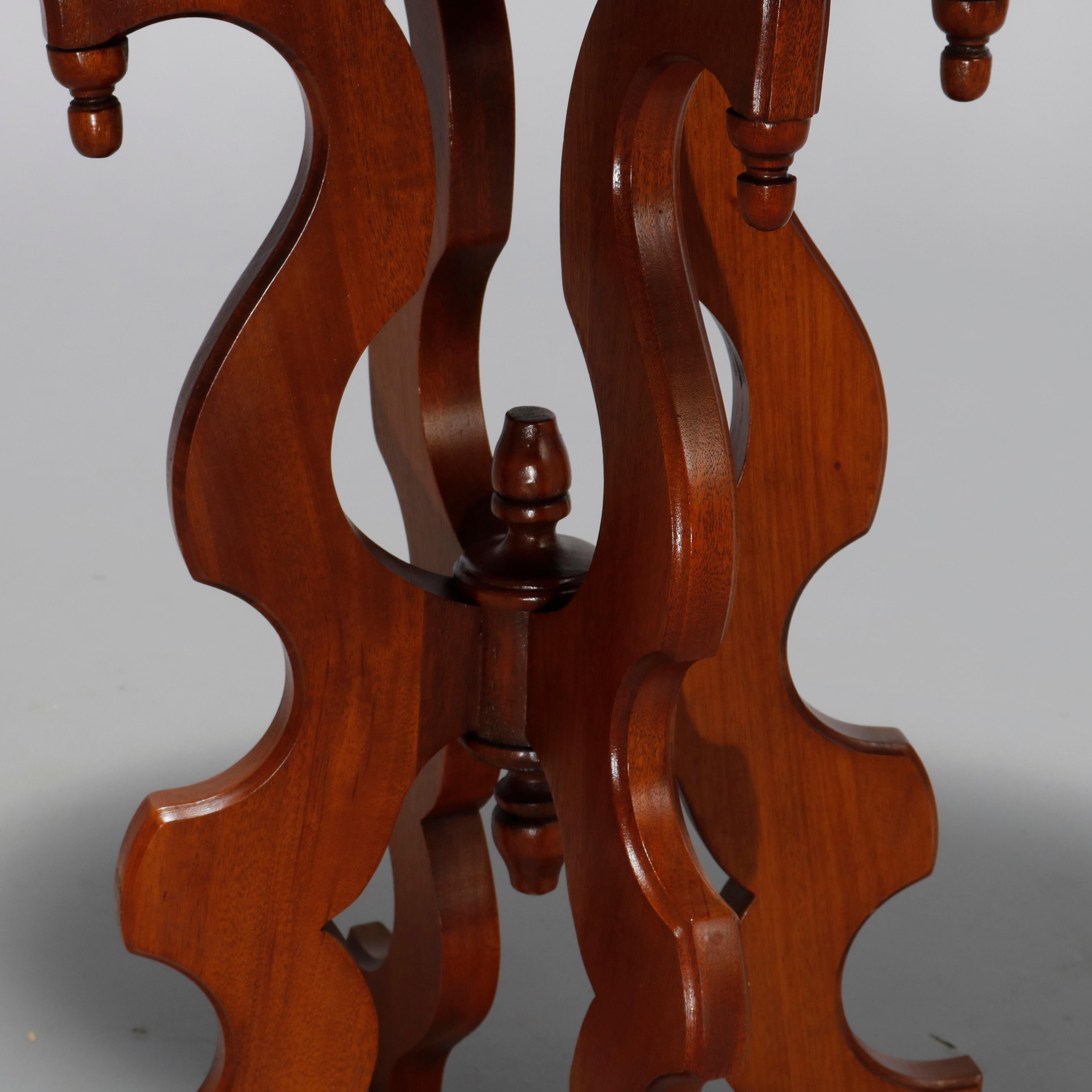 Antique Victorian Oval Marble-Top Walnut Side Table, 20th C In Good Condition In Big Flats, NY