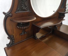 Antique Victorian Oval Mirrored Back Parlor Cabinet Etagere Display Case MINT!