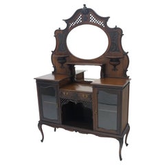 Antique Victorian Oval Mirrored Back Parlor Cabinet Etagere Display Case MINT!