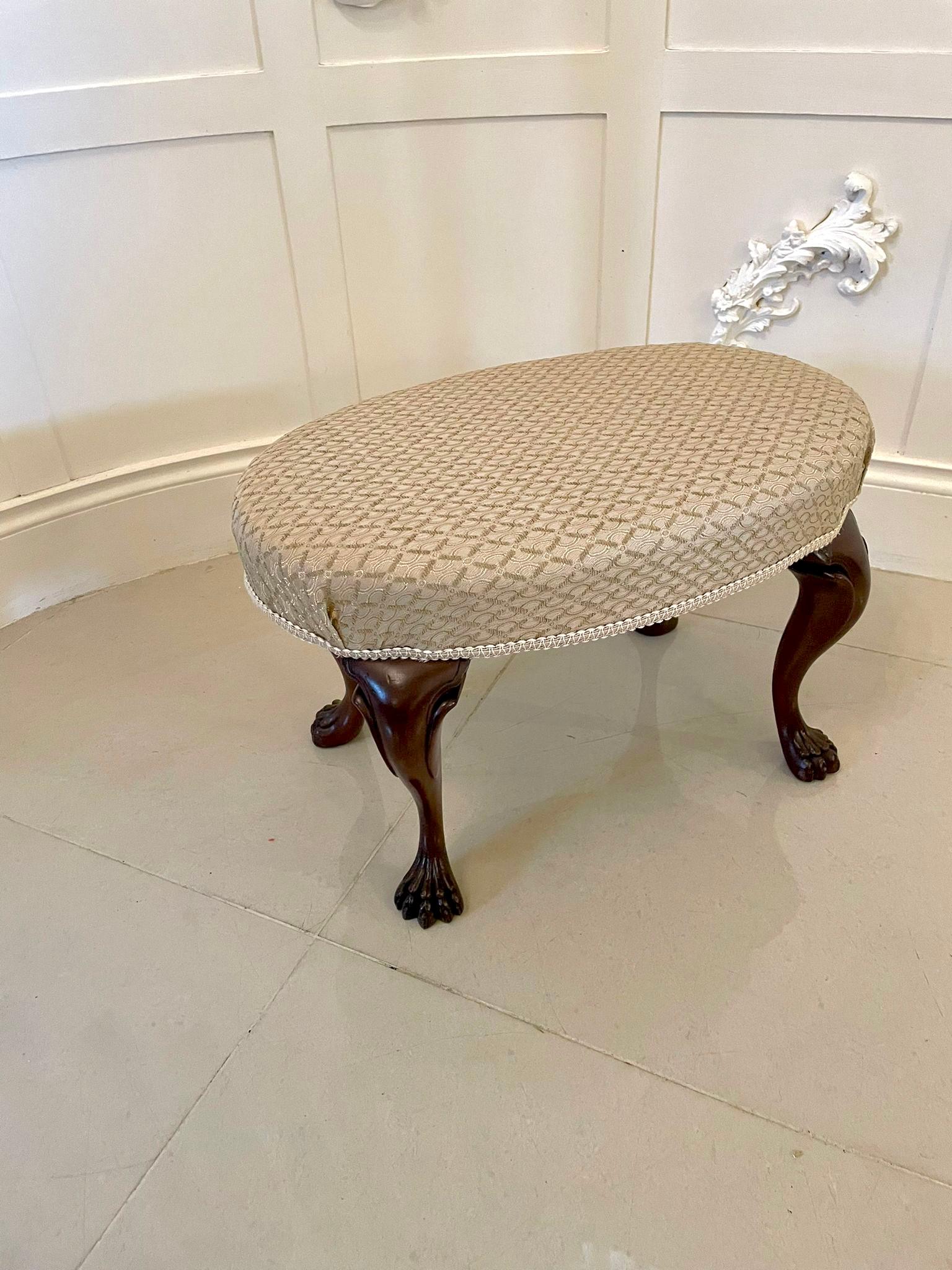 19th Century Antique Victorian Oval Shaped Stool For Sale