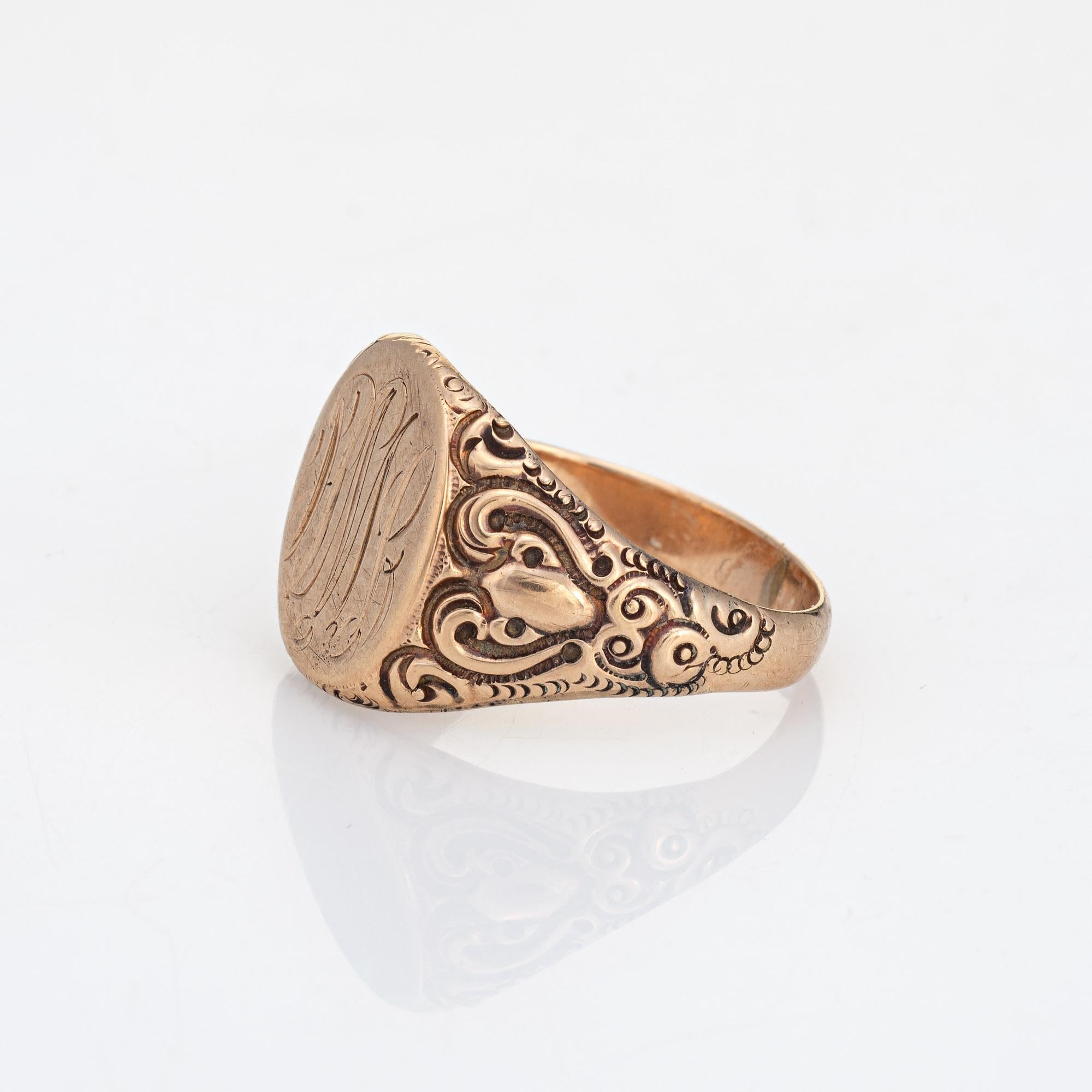 Women's or Men's Antique Victorian Oval Signet Ring 10k Rose Gold Sz 11 Vintage Fine Jewelry