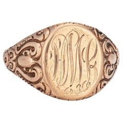 Antique Victorian Oval Signet Ring 10k Rose Gold Sz 11 Vintage Fine Jewelry