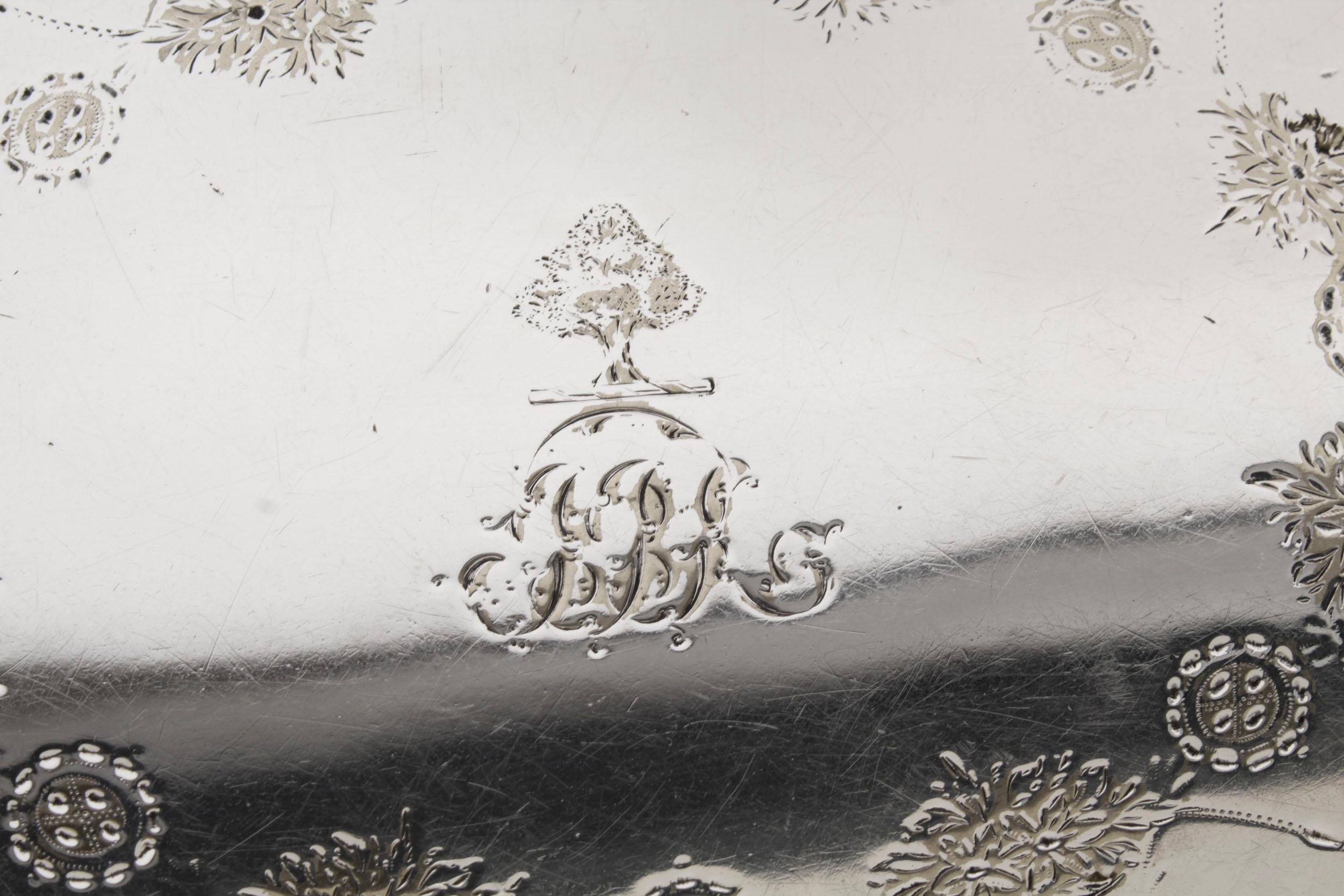 Antique Victorian Oval Silver Plated Gallery Tray 19th Century 8