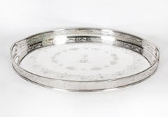 Antique Victorian Oval Silver Plated Gallery Tray 19th Century