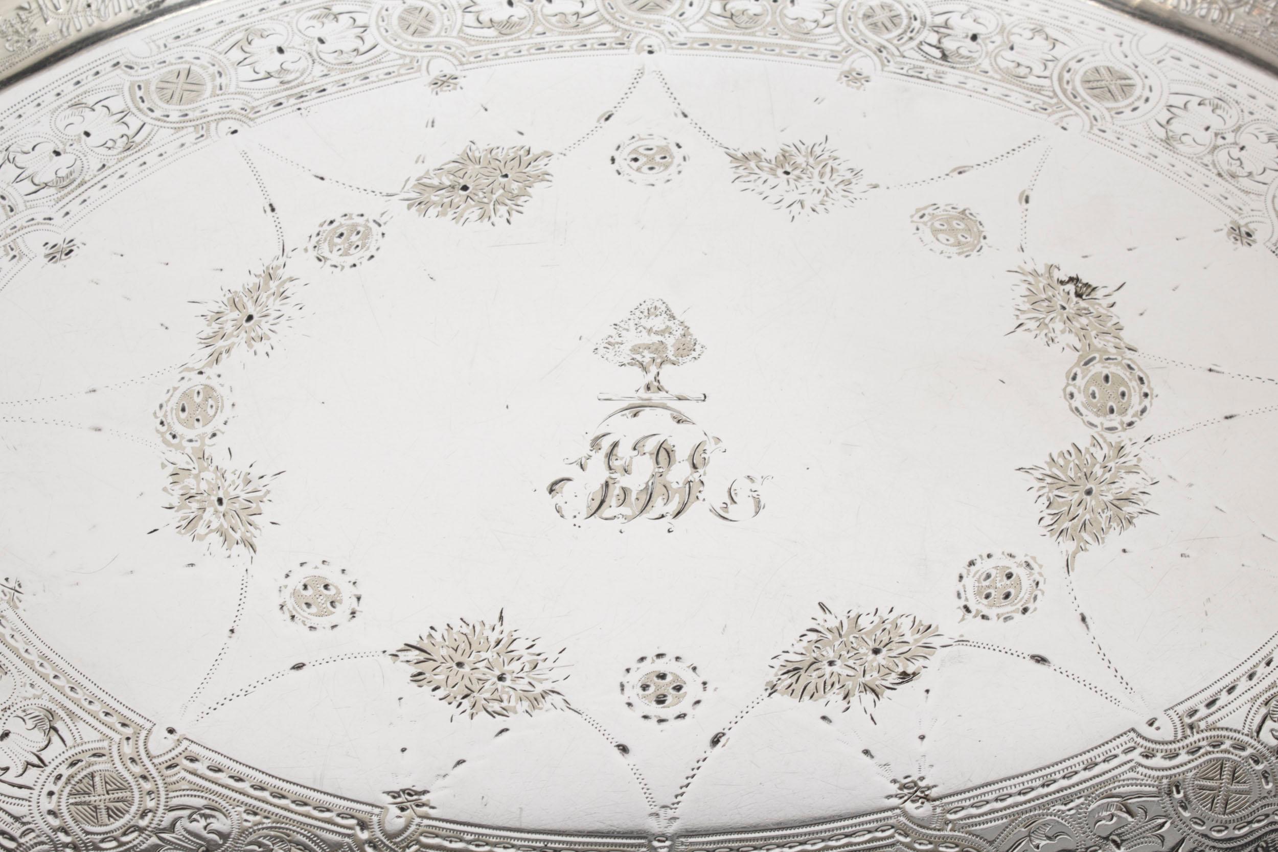 Antique Victorian Oval Silver Plated Gallery Tray 19th Century 1